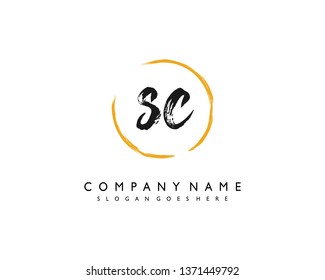 initials letter SC handwriting logo vector template