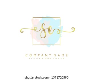 initials letter SE handwriting logo vector template