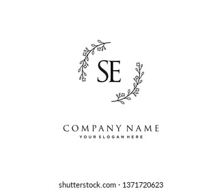 initials letter SE handwriting logo vector template
