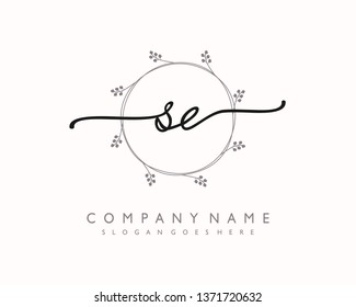 initials letter SE handwriting logo vector template