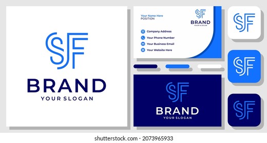 Initials Letter SF FS Monogram Simple Line Minimalist Modern Logo Design with Business Card Template