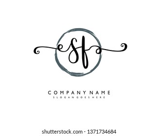 initials letter SF handwriting logo vector template