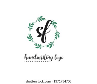 initials letter SF handwriting logo vector template