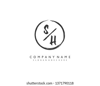 initials letter SH handwriting logo vector template