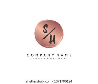 initials letter SH handwriting logo vector template