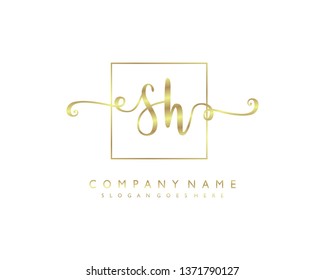 initials letter SH handwriting logo vector template