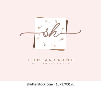 initials letter SH handwriting logo vector template