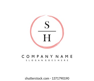 initials letter SH handwriting logo vector template