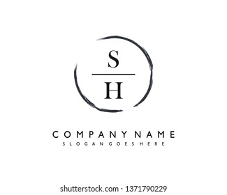 initials letter SH handwriting logo vector template