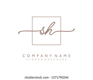initials letter SH handwriting logo vector template