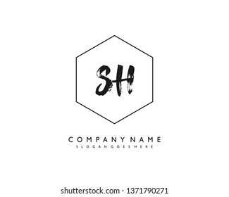 initials letter SH handwriting logo vector template