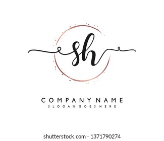 initials letter SH handwriting logo vector template