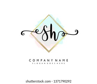 initials letter SH handwriting logo vector template