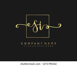 initials letter SI handwriting logo vector template