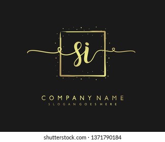 initials letter SI handwriting logo vector template