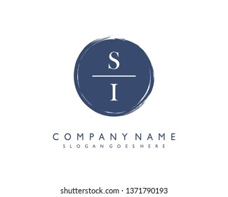 initials letter SI handwriting logo vector template