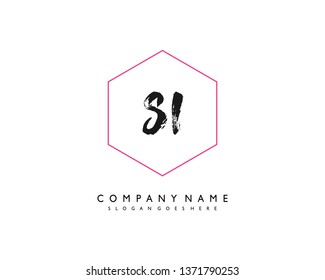 initials letter SI handwriting logo vector template