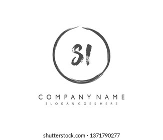 initials letter SI handwriting logo vector template
