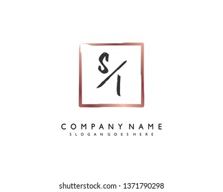 initials letter SI handwriting logo vector template