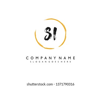 initials letter SI handwriting logo vector template