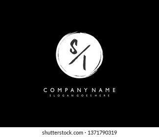 initials letter SI handwriting logo vector template