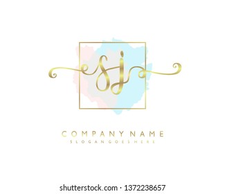 initials letter SJ handwriting logo vector template