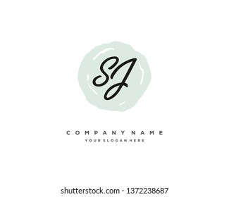 initials letter SJ handwriting logo vector template