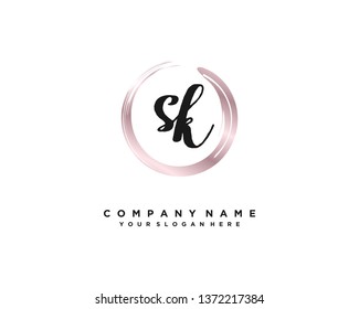 Initials letter SK handwriting logo vector template