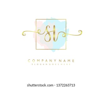 initials letter SL handwriting logo vector template