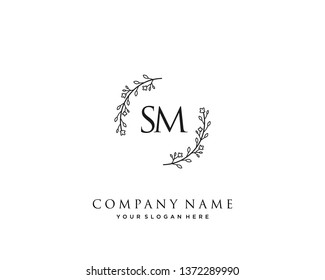 initials letter SM handwriting logo vector template