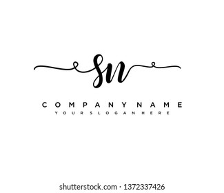 initials letter SN handwriting logo vector template