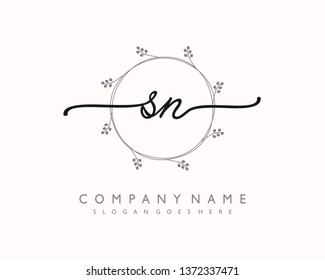 initials letter SN handwriting logo vector template