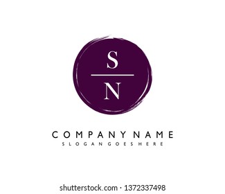 initials letter SN handwriting logo vector template