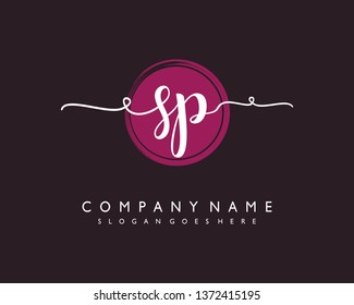 initials letter SP handwriting logo vector template
