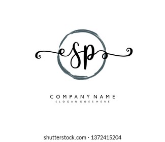 initials letter SP handwriting logo vector template