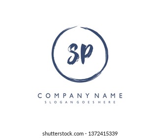 initials letter SP handwriting logo vector template