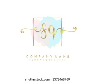 initials letter SQ handwriting logo vector template