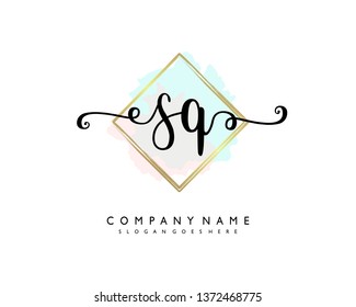 initials letter SQ handwriting logo vector template