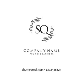 initials letter SQ handwriting logo vector template