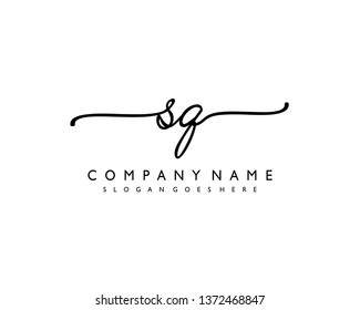 initials letter SQ handwriting logo vector template
