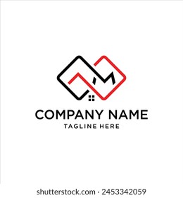 initials letter AM square frame business logo for real estate, design inspiration, vector