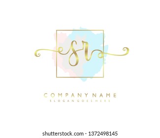 initials letter SR handwriting logo vector template