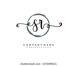 initials letter SR handwriting logo vector template