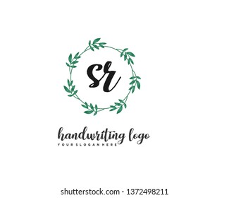 initials letter SR handwriting logo vector template