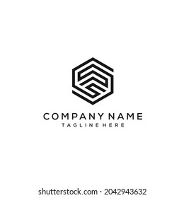 Letra inicial SS S con diseño de logotipo de hexágono abstracto