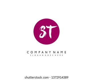 initials letter ST handwriting logo vector template