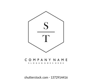 initials letter ST handwriting logo vector template