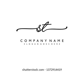 initials letter ST handwriting logo vector template