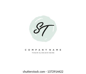 initials letter ST handwriting logo vector template