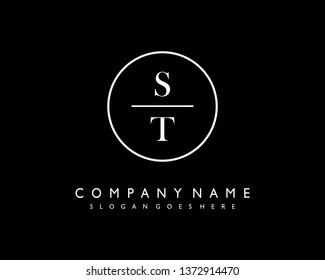 initials letter ST handwriting logo vector template
